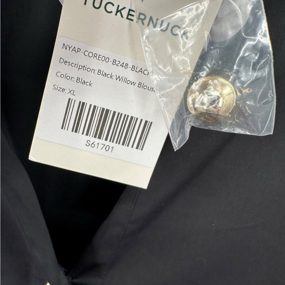 Tuckernuck Black Willow Blouse sz XL NWT Collared Cotton Stretch Poplin Top - Picture 4 of 4